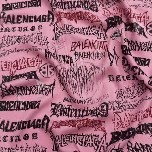 Вискоза Balenciaga в розовом цвете с принтом 