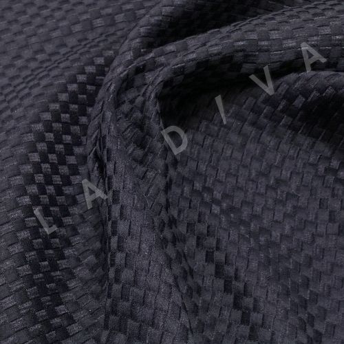 Жаккардовый шелк Dior в темно-синем цвете