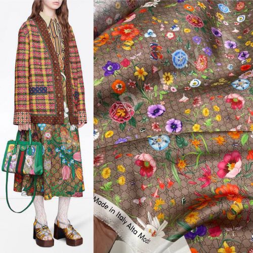 Gucci шелк твил с цветочным принтом