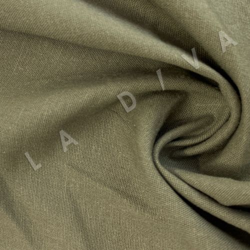 Костюмный хлопок со льном цвета хаки с добавлением эластана