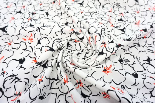 дизайнерский сорочечный хлопок с цветочным принтом на белом фоне