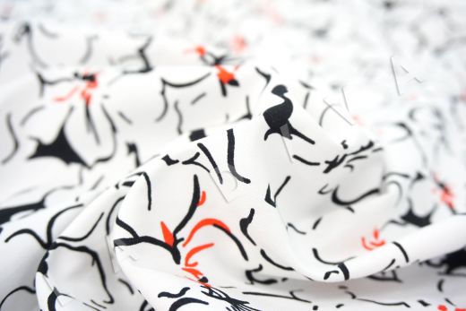 дизайнерский сорочечный хлопок с цветочным принтом на белом фоне рис-3