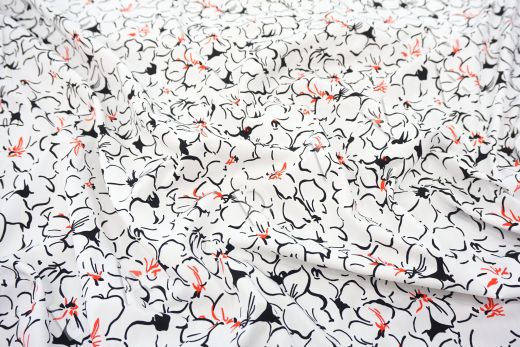 дизайнерский сорочечный хлопок с цветочным принтом на белом фоне рис-4