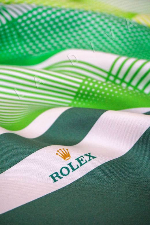 платок Rolex шелк твил бело-зеленого цвета рис-4
