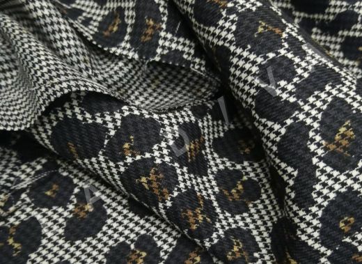 Шерсть костюмная Versace с леопардовым принтом и пье-де-пуль рис-2
