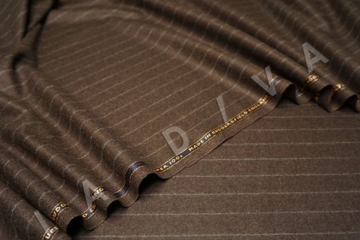 костюмная шерсть Carnet в полоску коричневого цвета рис-2