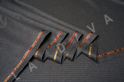 костюмная шерсть Zegna в полоску темно-серого цвета