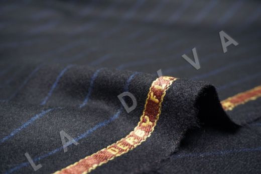 костюмная шерсть Carnet в полоску темно-синего цвета рис-2