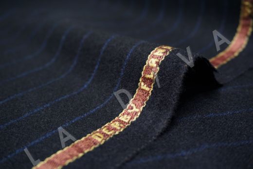 костюмная шерсть Carnet в полоску темно-синего цвета рис-2