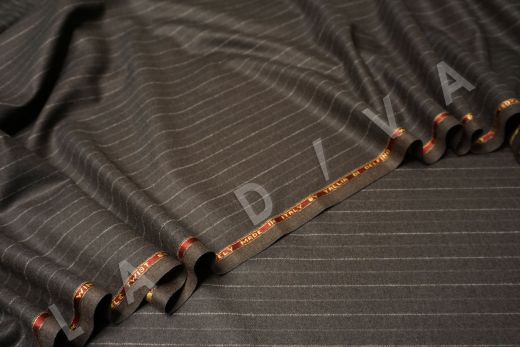 костюмная шерсть Zegna в полоску темно-коричневого цвета рис-2