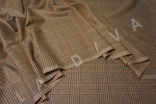 костюмная шерсть с шелком Zegna в клетку коричневого цвета рис-3