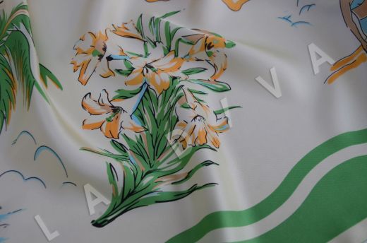 Платочный шелк на бело-зеленом фоне рис-3
