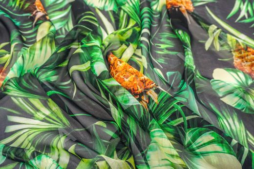 шифон Dolce Gabbana "Пальмы с ананасами" на черном фоне рис-4