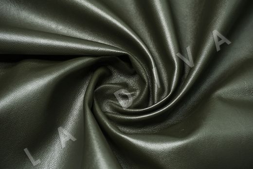 экокожа на костюмной основе темно-зеленого цвета 