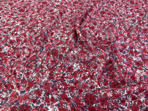 Вискоза плательно-блузочная с цветочным принтом в розово-красной гамме рис-3