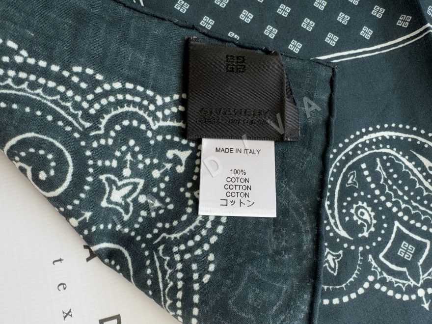 Хлопковый платок Givenchy, фон в цвете морской волны, подписной рис-3