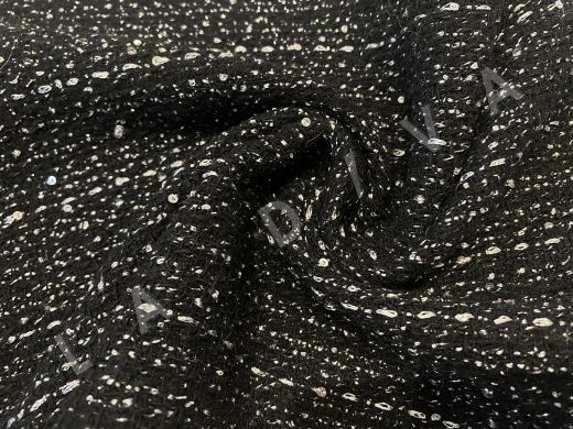 Твид в стиле CHANEL  черного цвета с пайетками 2103203381964