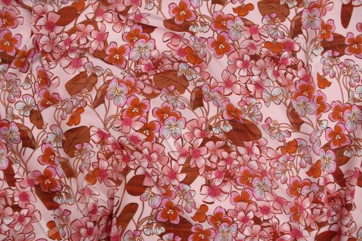 Шелк с цветочным принтом на розовом фоне рис-2