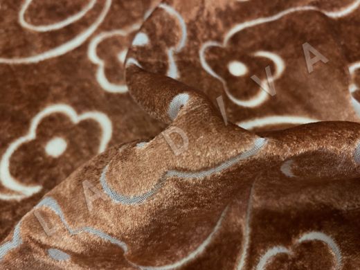 Шелковый бархат Bottega Veneta с выбитым рисунком коричневого цвета рис-4