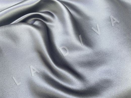 Плательная ткань с атласным блеском серого цвета рис-3