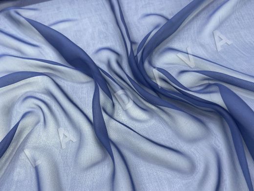 Шифон шелковый креповый фиолетово-синего цвета рис-2