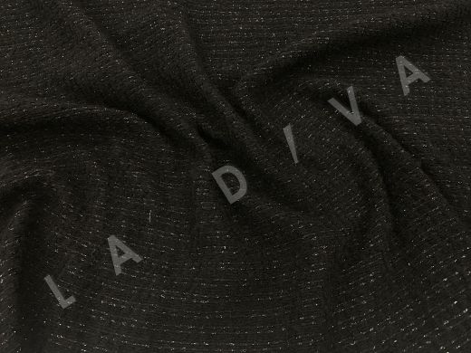 Костюмная в стиле Chanel с твидовым плетением в черном цвете с нитью люрекса рис-2