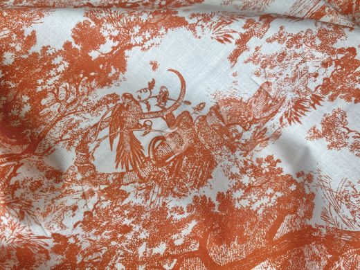 Хлопок Dior рубашечной плотности с животными в оранжевом цвете рис-5
