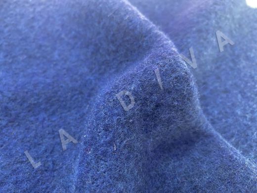 Пальтовая шерсть на трикотажной вязанной основе в синем цвете рис-3