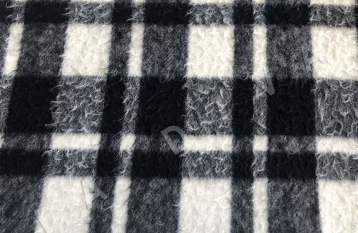 пальтовая шерсть в клетку черно-белого цвета рис-2
