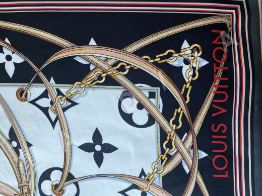 Шелковый платок Louis Vuitton подписной рис-3