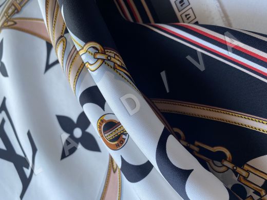 Шелковый платок Louis Vuitton подписной рис-10