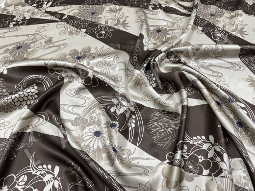 Атласный шелк Max Mara с цветочным рисунком 2060000020963
