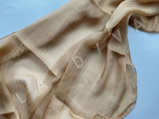 Шелковый шарф Dior в песочно-карамельном цвете, подписной рис-4