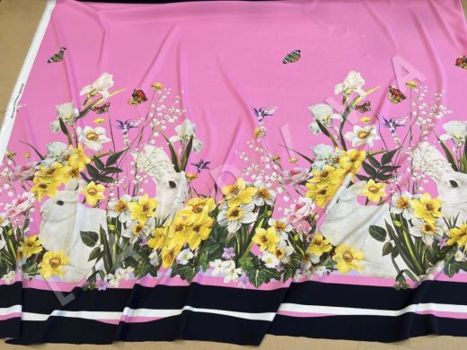 Шелк с эластаном купон Dolce&Gabbana "зайки в цветах" рис-6
