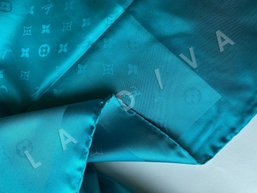 Шелковый шарф Louis Vuitton в бирюзовом цвете рис-4