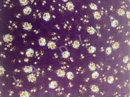 Вискоза рубашечно-плательная с содержанием шерсти с цветочным принтом рис-3