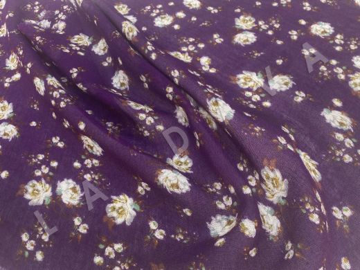 Вискоза рубашечно-плательная с содержанием шерсти с цветочным принтом 2103202601889