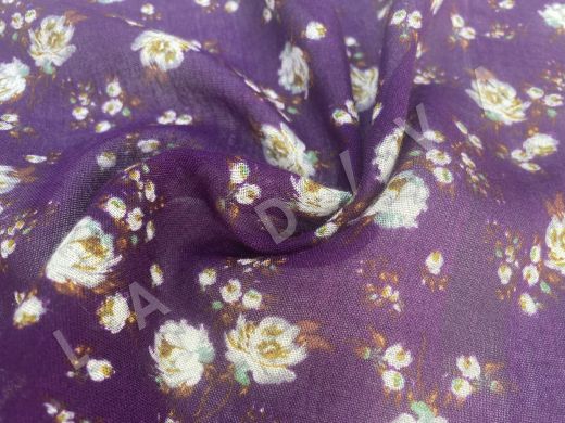Вискоза рубашечно-плательная с содержанием шерсти с цветочным принтом рис-2