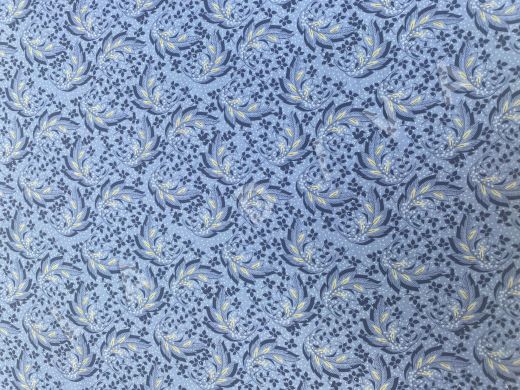 Вискоза плательно-блузочная "листья" на серо-голубом фоне рис-2