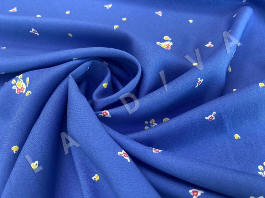 Вискоза плательно-блузочная со светлыми цветочками на синем фоне 2103201892417