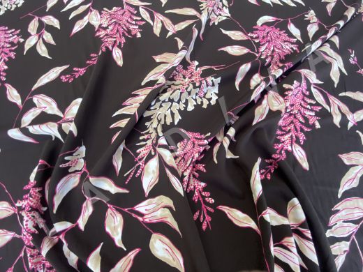 Вискоза плательно-блузочная с цветочным принтом в розово-бежевых тонах рис-3