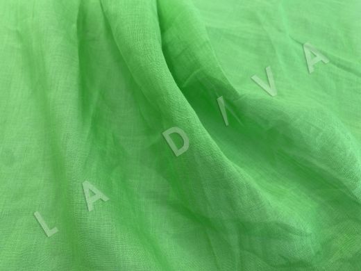 Лен рубашечно-плательный с добавлением рами ярко зеленого цвета рис-2