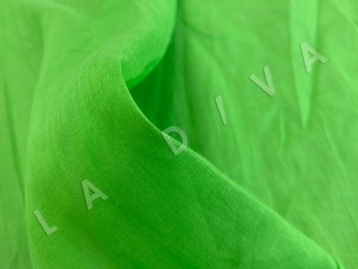 Лен рубашечно-плательный с добавлением рами ярко зеленого цвета рис-3