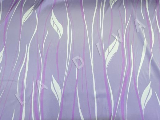 Атласный шелк с растительным принтом в лавандовом цвете рис-3