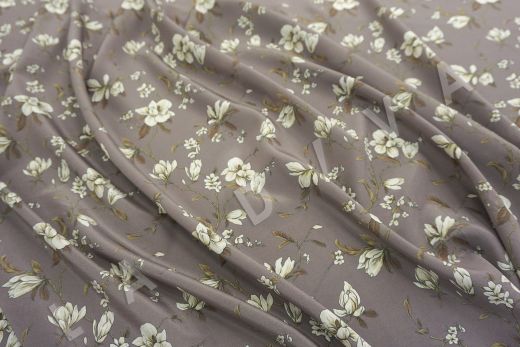шелковый крепдешин с цветочным принтом рис-3