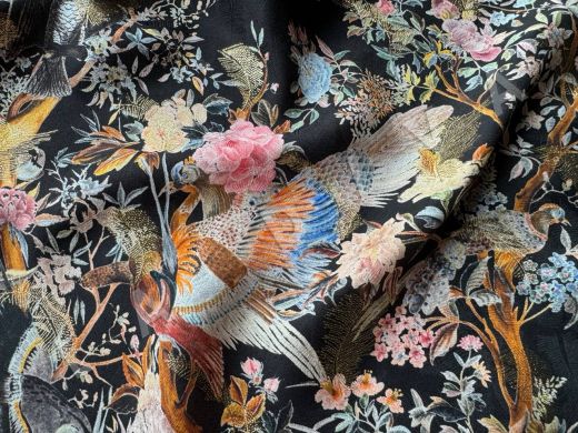 Шелк Dior со сказочными птичками в технике филькупэ с люрексом рис-4