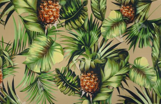 шелк Dolce Gabbana "Пальмы с ананасами"  на кремовом фоне