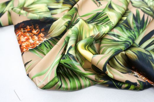 шелк Dolce Gabbana "Пальмы с ананасами"  на кремовом фоне рис-6
