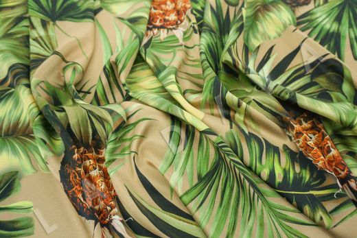 шелк Dolce Gabbana "Пальмы с ананасами"  на кремовом фоне рис-5
