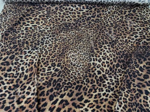 Шелк с леопардовым принтом на серо-коричневом фоне рис-3